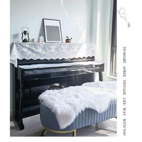 Upright Piano Cover Set, Decorative Dust Cover, Lace Upright Piano Cover, Fabric Dustproof Lace Fabric Cover for Elegant Electronic Pianos (200*60cm)