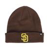 Size 47 Knit and MLB Logo Beanie Brand Raised San Diego Brown with Yellow Cap, Men's Women's, Hat, Name, Padres, Logo.