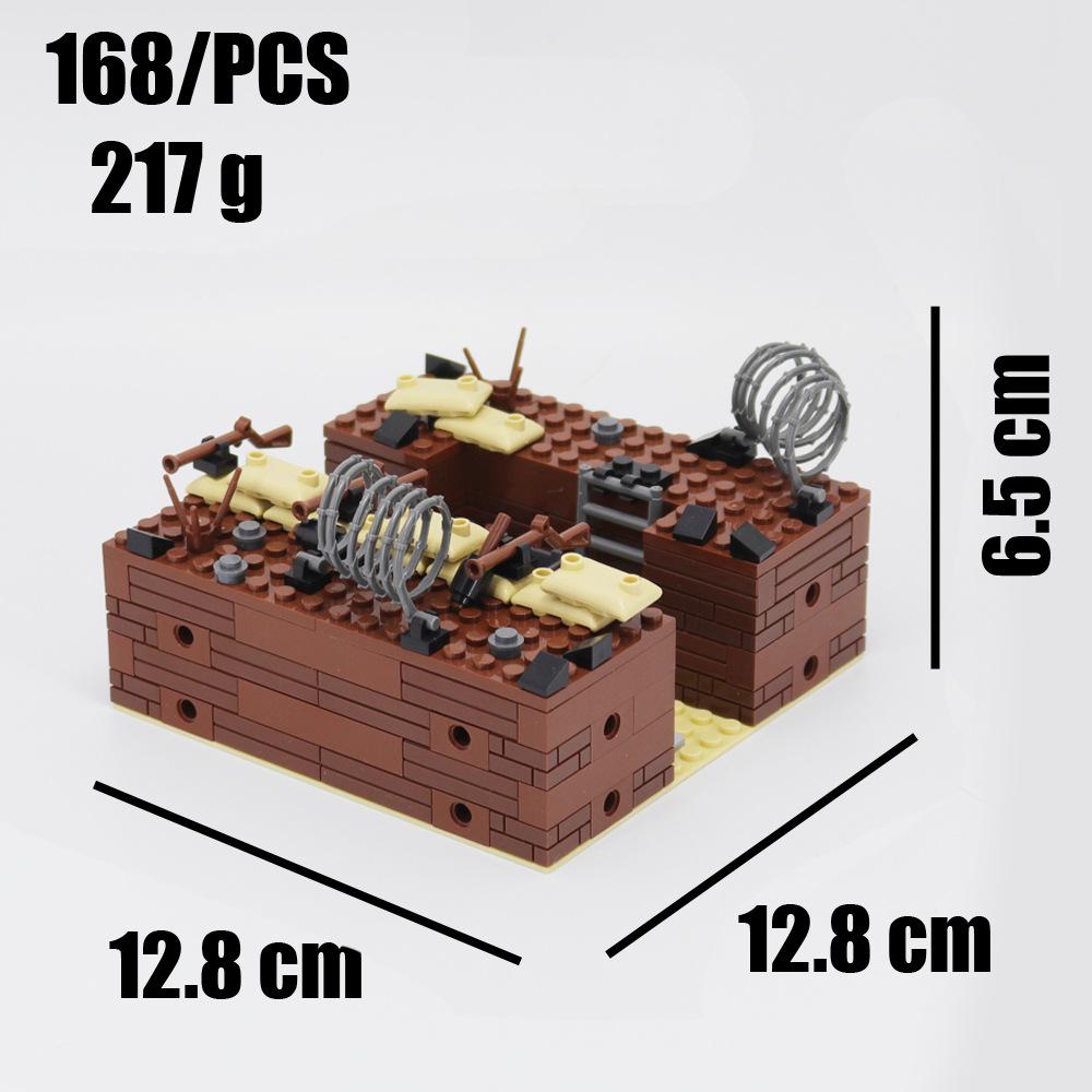 Small Particle Assembled Building Block Trench Fortress Bunker Military Series Battlefield Modular Scene Ornament