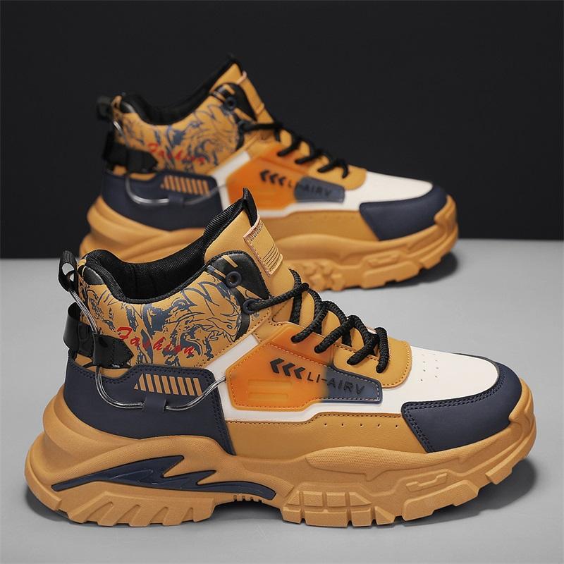 High Top Autumn Leather Casual Sports Daddy Shoes Teen Trend Shoes Martin Boots