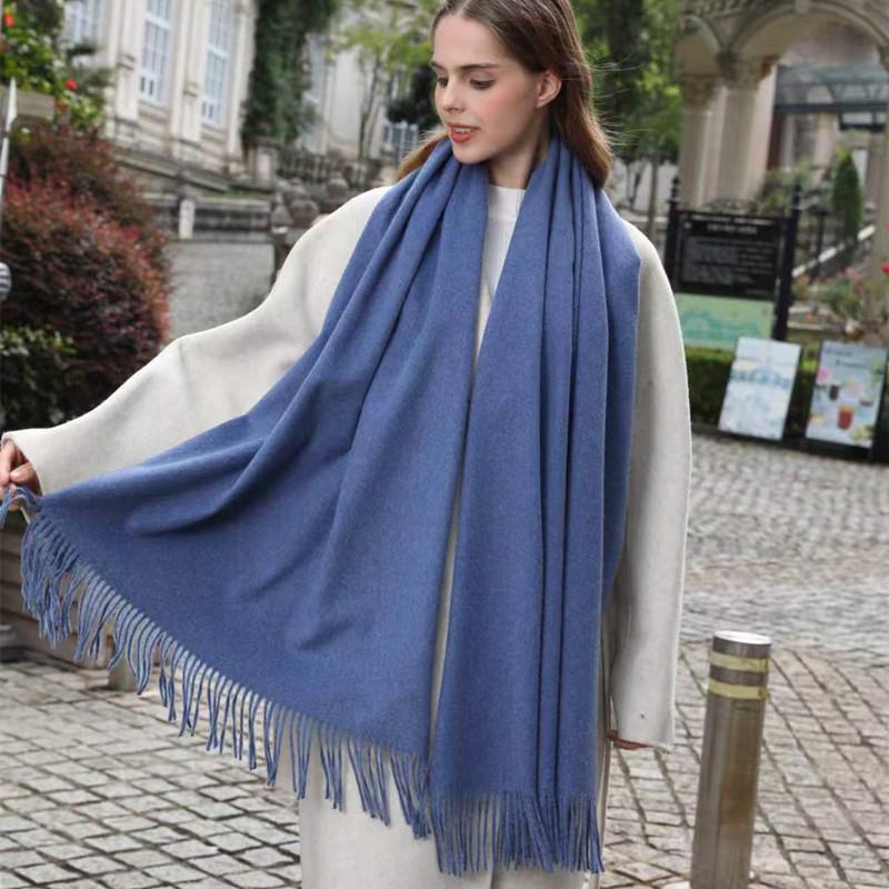 Women's Thick Wool Cashmere Scarf, Autumn/Winter Versatile Unisex Solid Color Shawl, Faux Cashmere, New Thickened Design