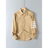 Tb Shirt for Women, Couple Style, Classic Four-Stripe Loose Casual Oxford Fabric Jacket, Long-Sleeve Patchwork Base Shirt for Men