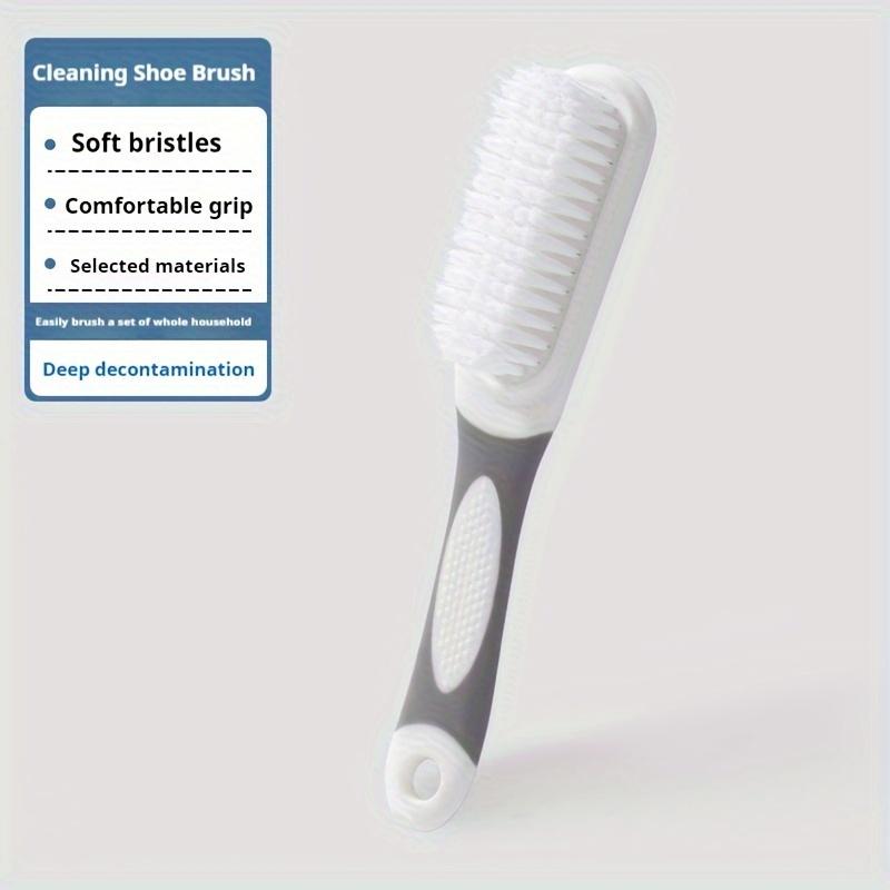 

Щетка для обуви с длинной ручкой и мягкой щетиной, дизайн с цветными блоками, прочная пластиковая эргономичная ручка, многоповерхностная чистка для обуви, одежды, мебели серый