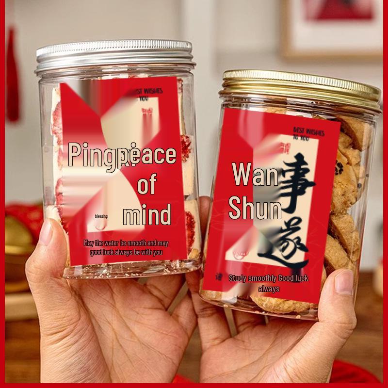 Ancient Style Calligraphy Stickers & Fruit Gift Box: Peace, Joy, Prosperity