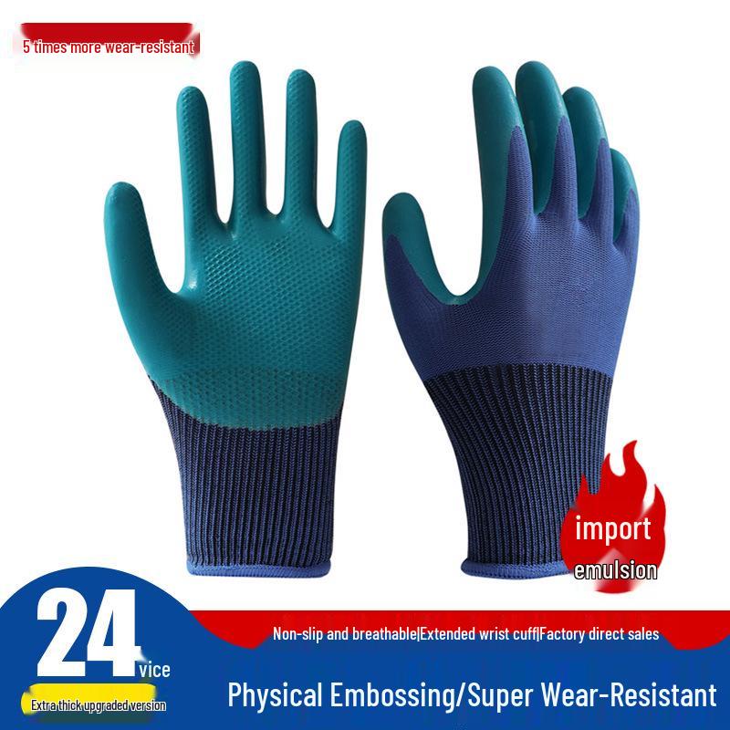 Waterproof Non-Slip Nitrile Latex Work Gloves for Construction & Auto Repair