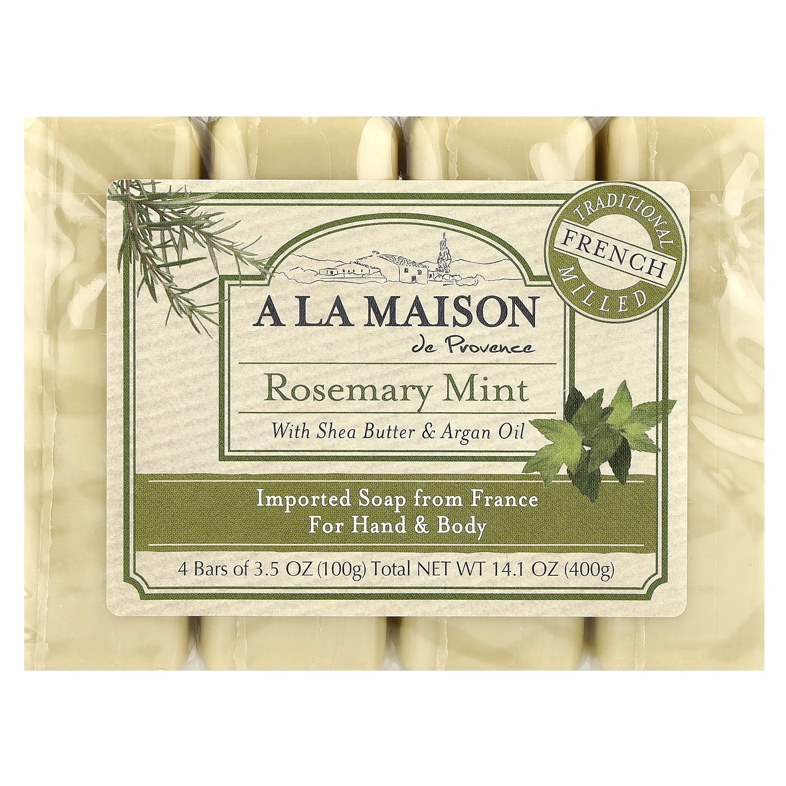 

Hand & Body Bar Soap, Rosemary Mint, 4 Count, 100G (3.5Oz) Each