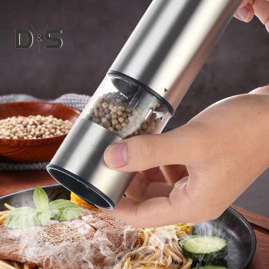 Elektrický mlýnek na pepř Mlýnek na pepř z nerezové oceli Odolný Snadno se čistí Mlýnek na koření šetřící práci pro domácnost