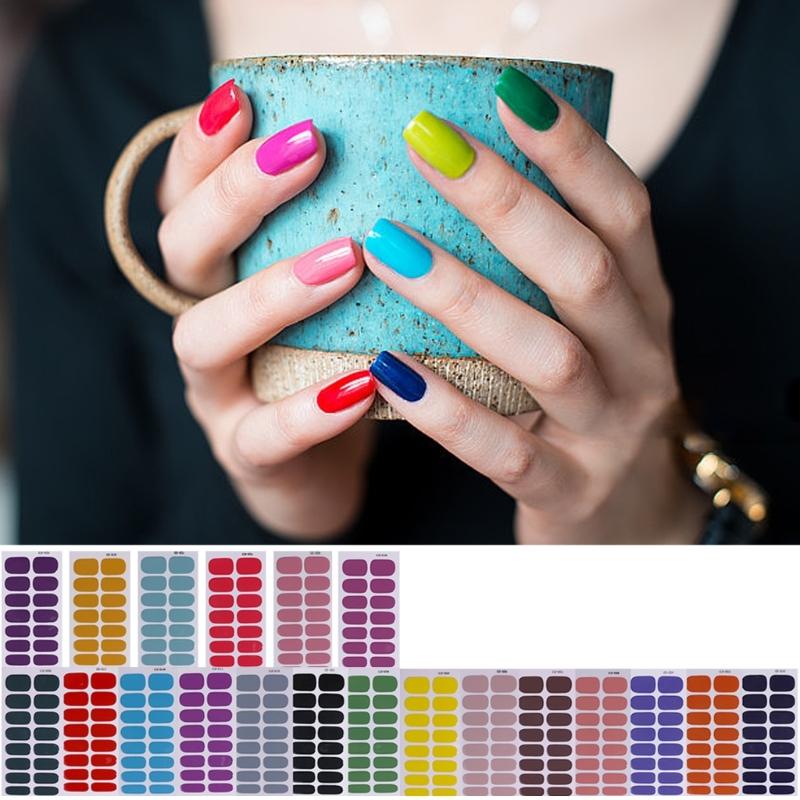 Nails Art Stickers Waterproof Nail Polish Stickers Solid Color Nail Sticker Nail Polish Strips Full Nail Wraps Sticker