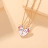 2Pcs/Set Cartoon Flower Rabbit Puzzle Heart Best Friends Necklace Girls Friendship Gift BFF Jewelry