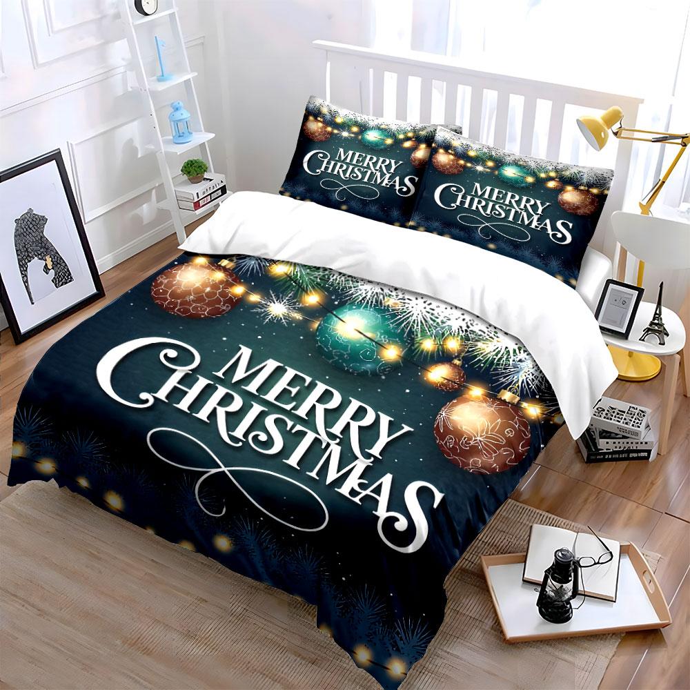 Merry Christmas Decor Lights Bedding Duvet Cover Set Duvet Cover Pillowcases (1*Duvet Cover 2*Pillowcases, without duvet insert)