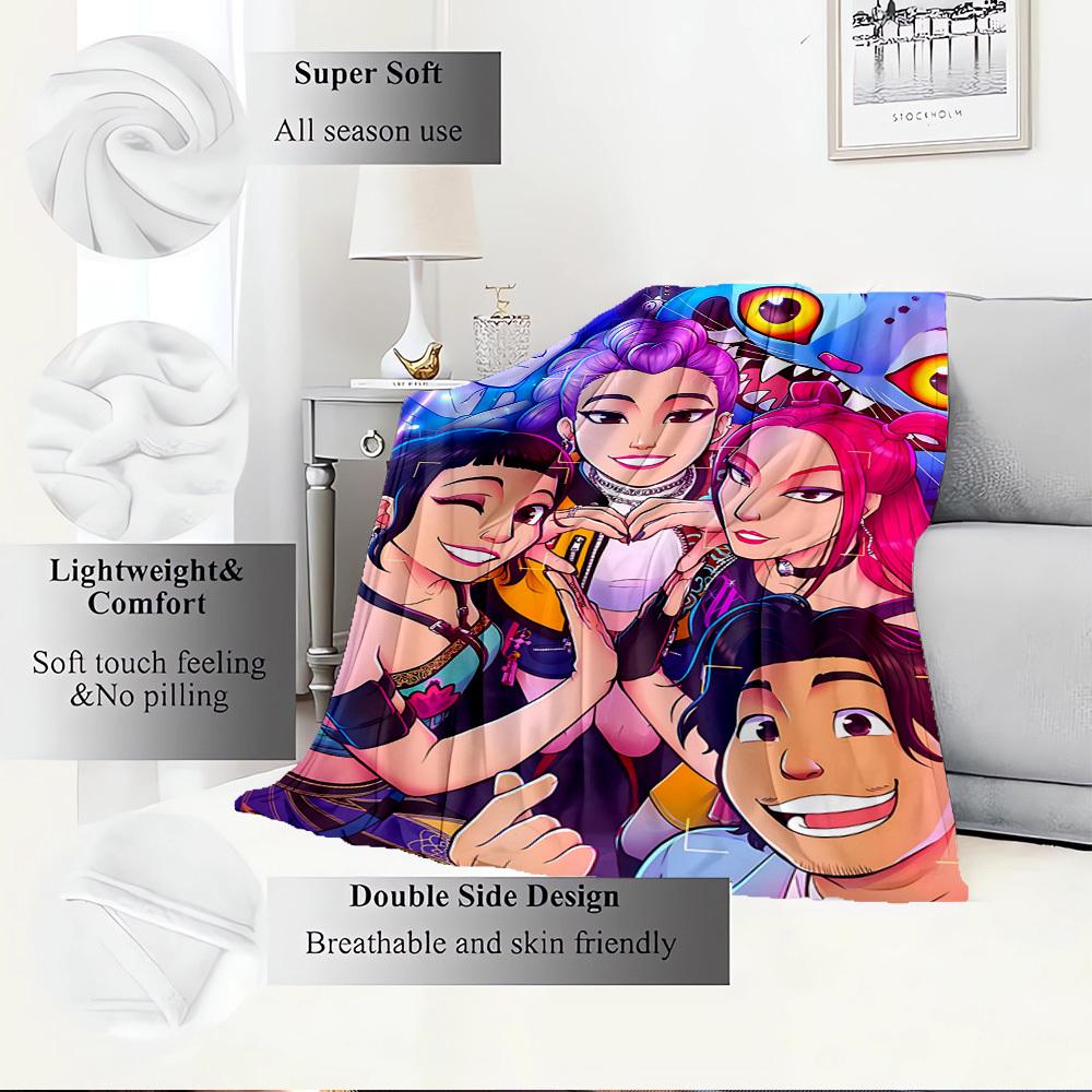 Gruppo di Ragazze Anime K-POP  Coperta Morbida Calda delle Quattro Stagioni  Copriletto Spesso a Maglia in Poliestere per Tutte le Stagioni per Letto, Campeggio, Viaggio  Regalo Perfetto