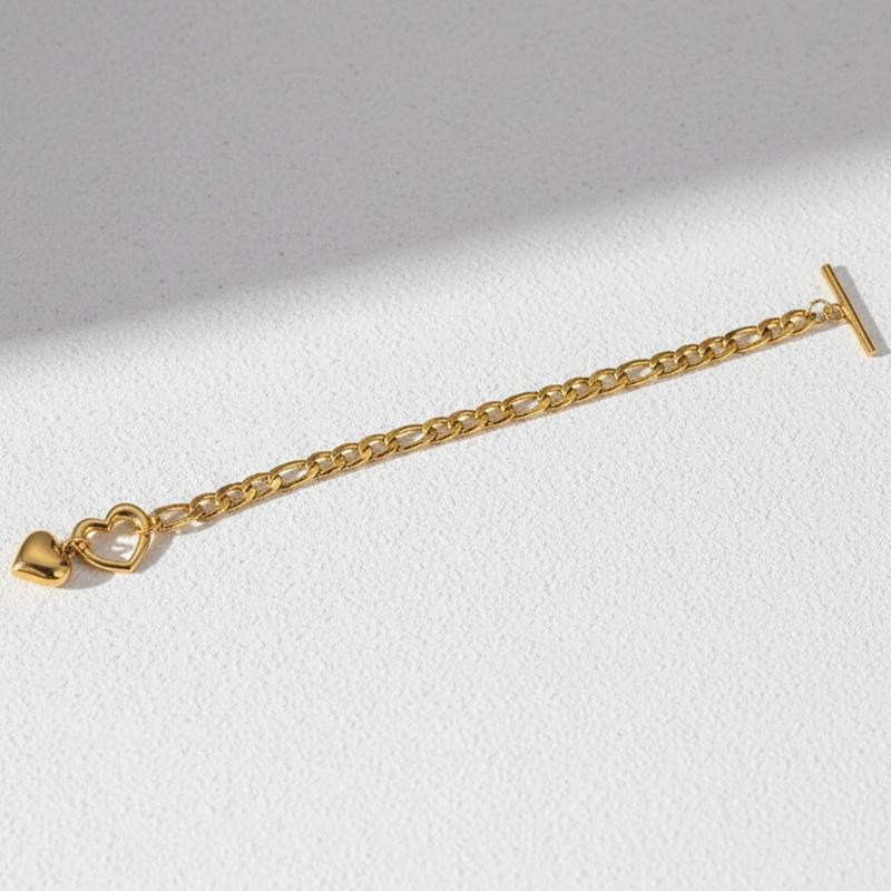 Stainless Steel Heart Pendant Bracelet For Women Fashionable Ot Clasp Design Minimalist Commuter Wrist Accessory Jewelry Gift