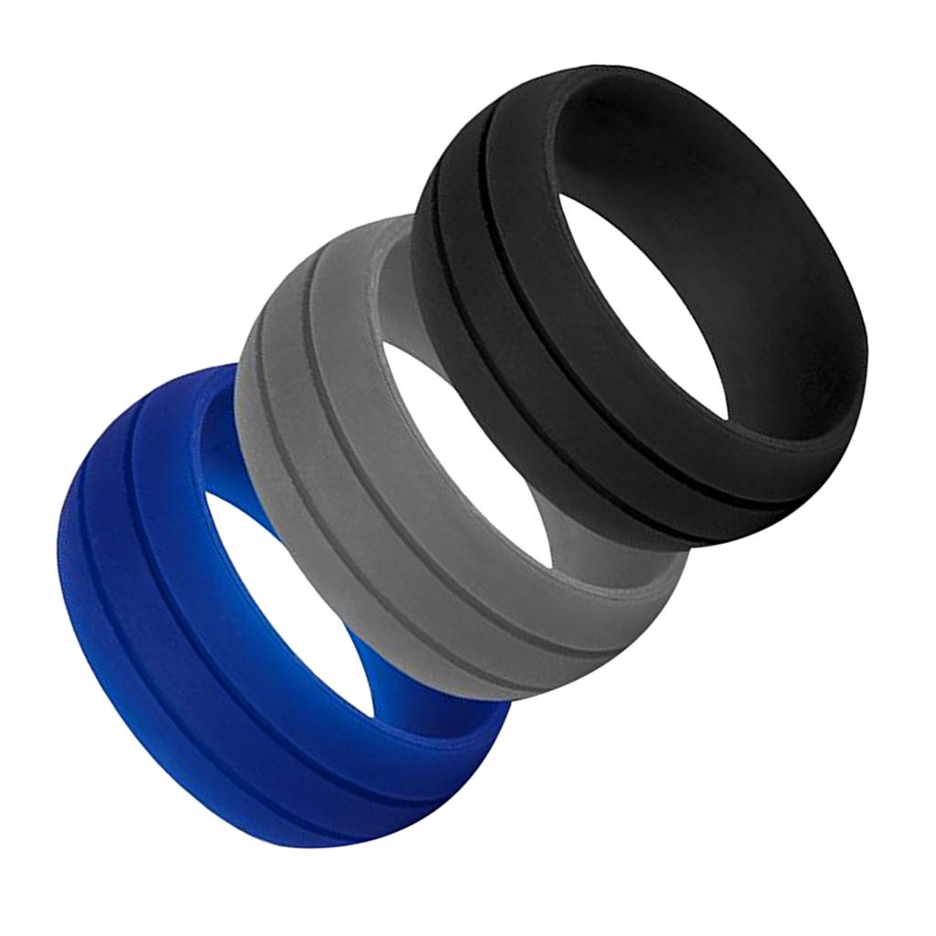 3pcs Silicone Wedding Rings Environmental Cool Comfortable Ring Band Described