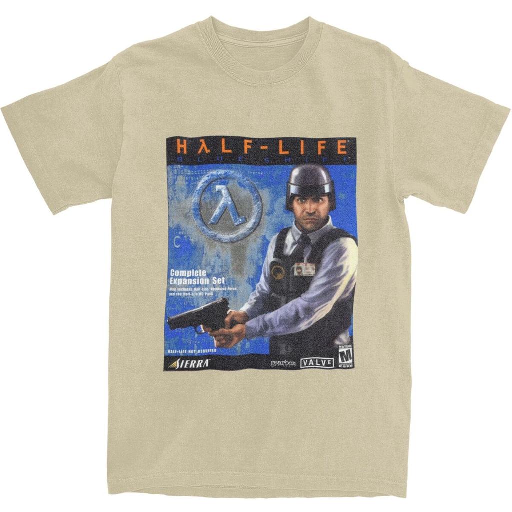 Men's Videogames Blue Shift Sierra Box Art 2001 T-Shirts Halfs Lifes Cotton Tees Summer  Short-Sleeved Round Neck Tee Shirt