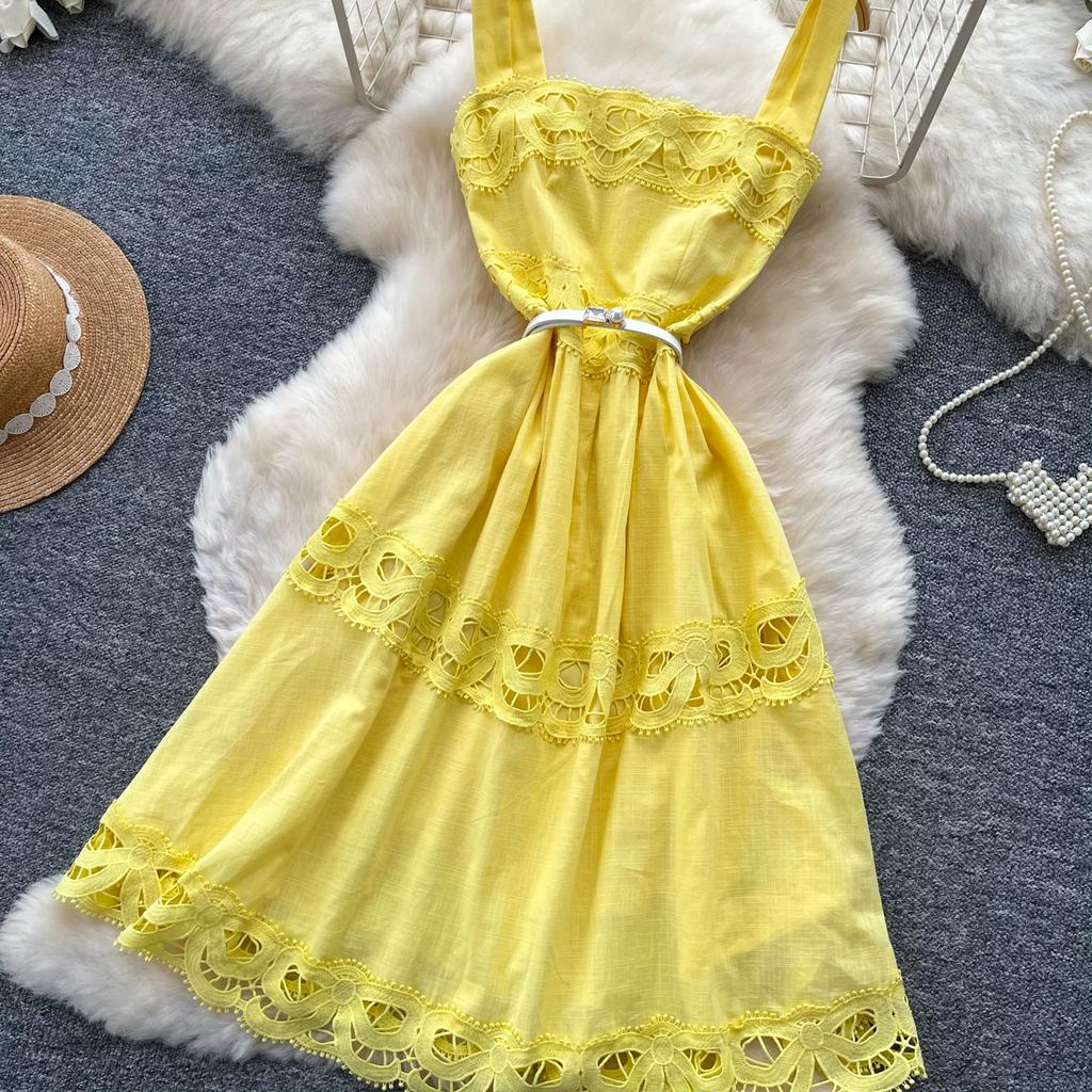 Runway Elegant Formal Luxury Evening Dresses Women Summer Embroidery Lace Short Dress Female Hollow Out Crochet Short Dress