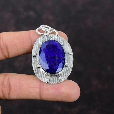 Faceted Blue Sapphire Pendant Handmade Jewelry 925 Sterling Silver Pendant Gemstone Pendant Stylish Jewelry Gift For Women Beautiful Jewelry