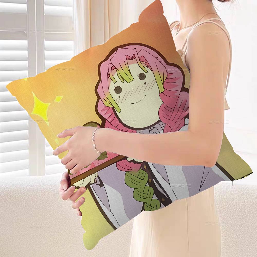 Anime Character Mitsuri Kanroji Pillow Cushion Cover Pillowcase Living Room Sofa Home Decor Customized