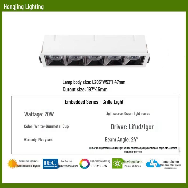 LED Strip Lights for Ceiling: Embedded Grille Spotlights for Hallway, Corridor, and Living Room