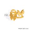 Open Adjustable Butterfly Heart Ring for Women, Hypoallergenic Stainless Steel Gold Color Aesthetic Fashion Jewellry Accessories