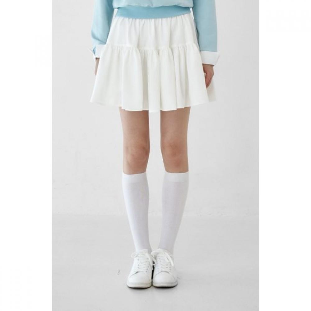 Goxo Double Flare Skirt Smile Heart White S(26-27)