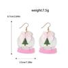 Christmas Heart Gesture Acrylic Bow Earrings with Glittering Crystal Ball