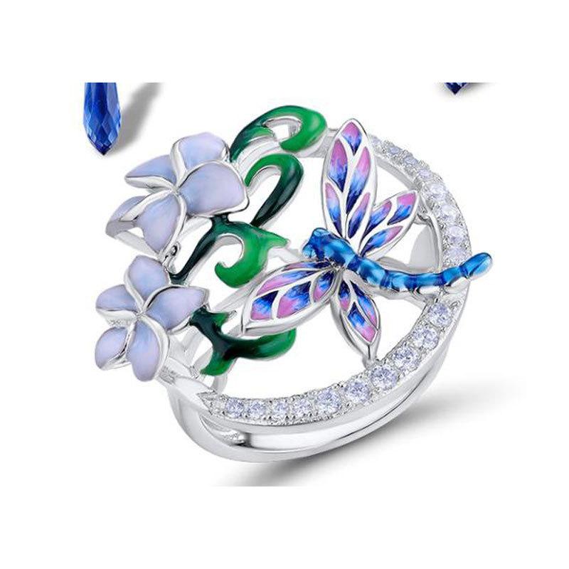 Flower Collection ! Exquisite Colorful Cubic Zircon Flower Engagement Ring For Women Party Jewelry Hand Accessories Size 6-10