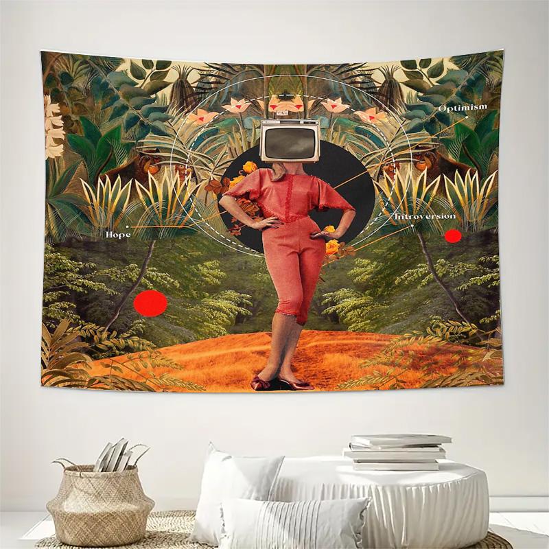 Bohemian Wandteppich WanddekorationPsychedelische Kunst Naturlandschaft Vintage Ästhetik Haus Wohnzimmer Schlafzimmer Dekoration Festival Geschenk