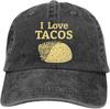 I Love Tacos Trucker Hats Cotton Low Profile Baseball Cap Unisexs Hats Adjustable Snapback Washed Distressed Vintage Dad Hat