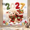Holiday Decorative Stickers Happy New Year Window Cling, 2027 Crochet Sheep Snowflake Static Clings Glas Sticker, Reusable Christmas Decoration Decal