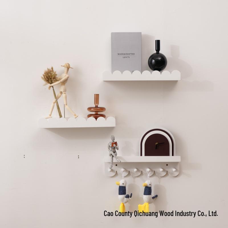 Solid Wood Lace Wall-Mounted Decorative Shelf for Home Living Room