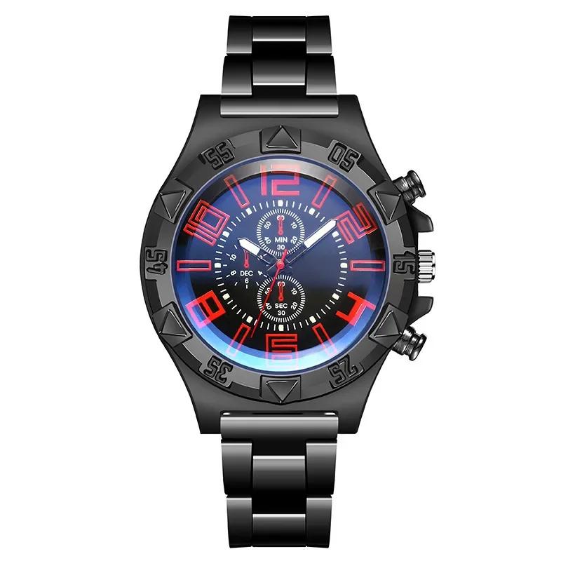 Men's Sports Mesh Belt Luminous Watch Men's Hollow Calendar Blue Light Watch Dial Design High Quality Luxury Mens Watch
