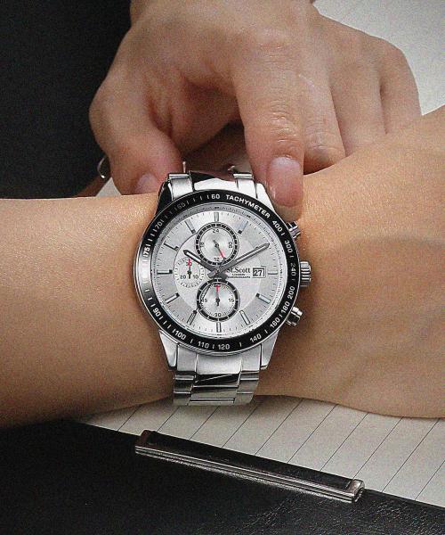 [Св.. Скотт ЛОНДОН] Ст. Мужские металлические часы Scott LONDON Chronograph ST3055M ST3055-SLS