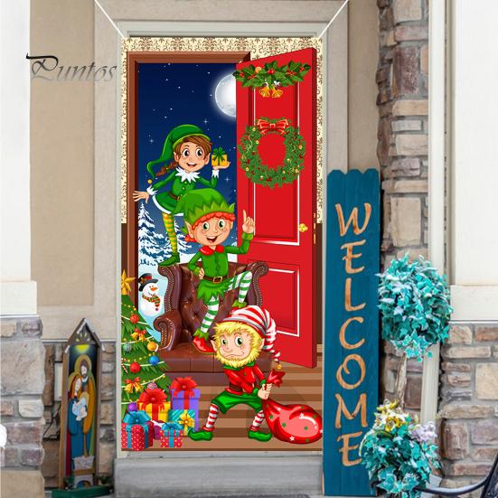 Creative Dog Xmas Tree Gift Background Decor Christmas Door Curtain Banner Outdoor Photo Christmas Hanging Cloth Hanging Blanket