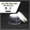 Nsb Herbals 15 g Empty Acrylic San Jar Transparent/Clear Cosmetic Container with While Lid and Leakproof Inner lids for Lip Balms, Lip Scrubs, Body