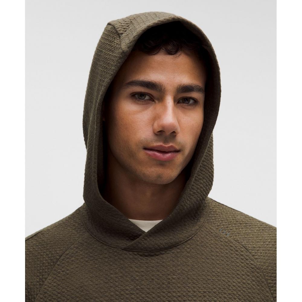 Lululemon Textured Double Knit Cotton Hoodie Heathered Olive Brown Black
