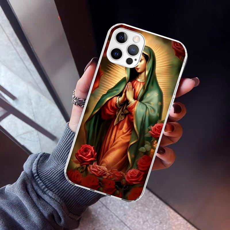 Virgin De Guadalupe Virgen Mary Phone Case For iPhone 17 Air 11 13 Mini 14 15 Plus 16 12 Pro Max 16E SE 7 8 Pattern Soft TPU Bac