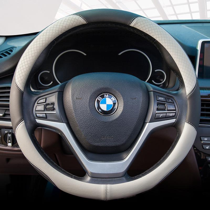 Car Leather Steering Wheel Cover - All-Season, Fits Various Models, Embossed Design