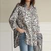 2026 Spring Fashion Long Sleeve Printed Lapel Tops for European American Office Ladies