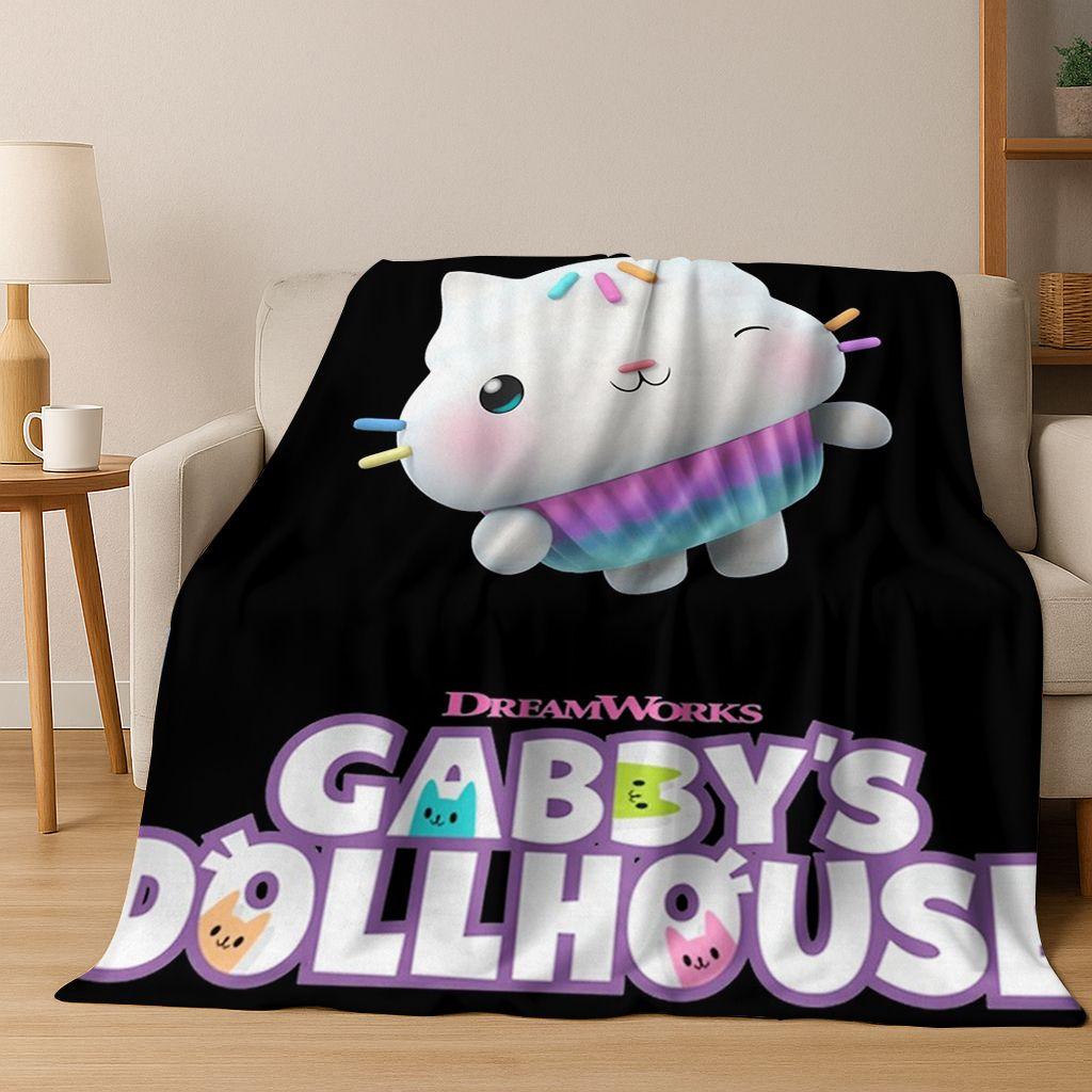 Süßes Gabby's Puppenhaus Cartoon Mädchen Kinder Flanelldecke Weiche Warme Überwurfdecke für Bett Schlafzimmer Zimmer Wohnzimmer Weihnachtsgeschenk