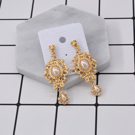 1 par dinglende øredobber kongelig hoffdesign ferskvannsperle geometrisk mønster klassisk temperament kjole