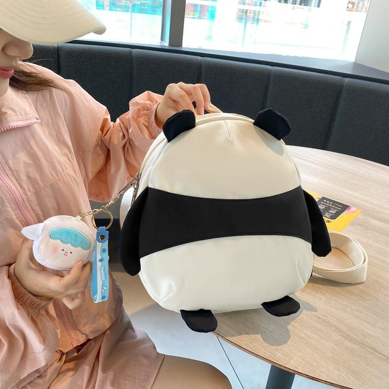 Panda back cute panda bag female 2025 new ins single shoulder girl nylon double shoulder messenger bag