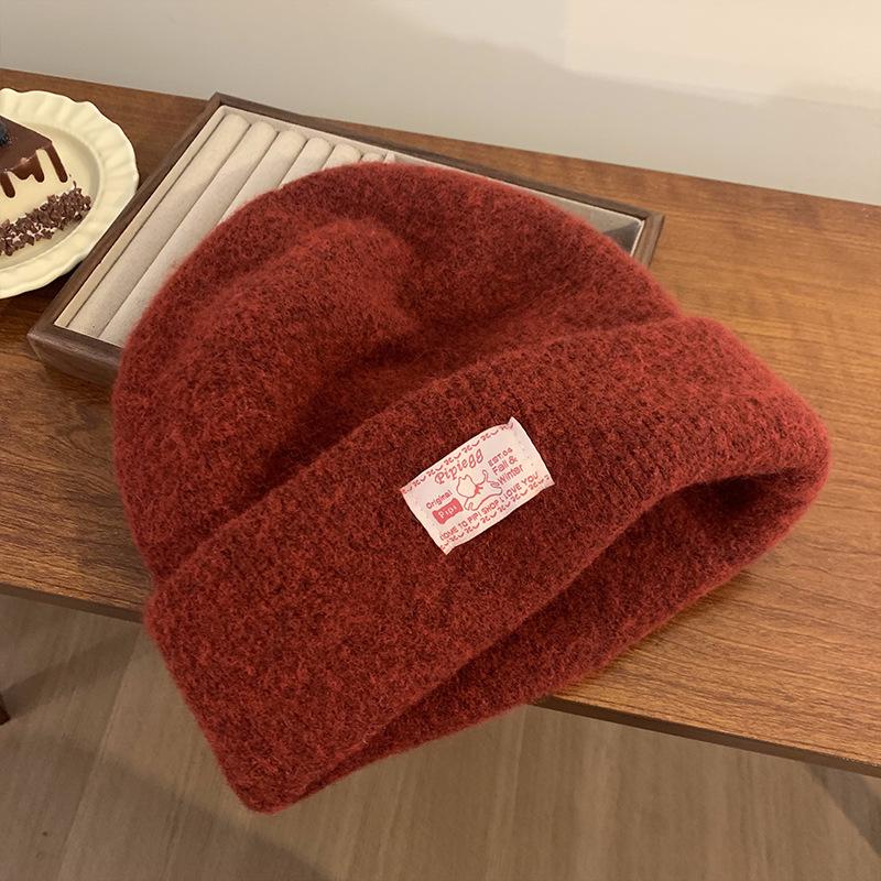 Blue wool knitted hat children's winter Korean versatile lake blue warm cold hat big head circumference ear protector wool hat