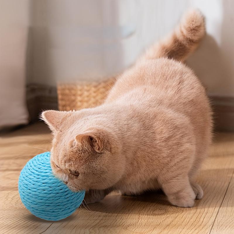 Paper Rope Sisal Ball Cat Toy - 3.15-inch Rolling Bite-resistant Teeth Cleaner, for Multi-cat Households Solo & Group Play
