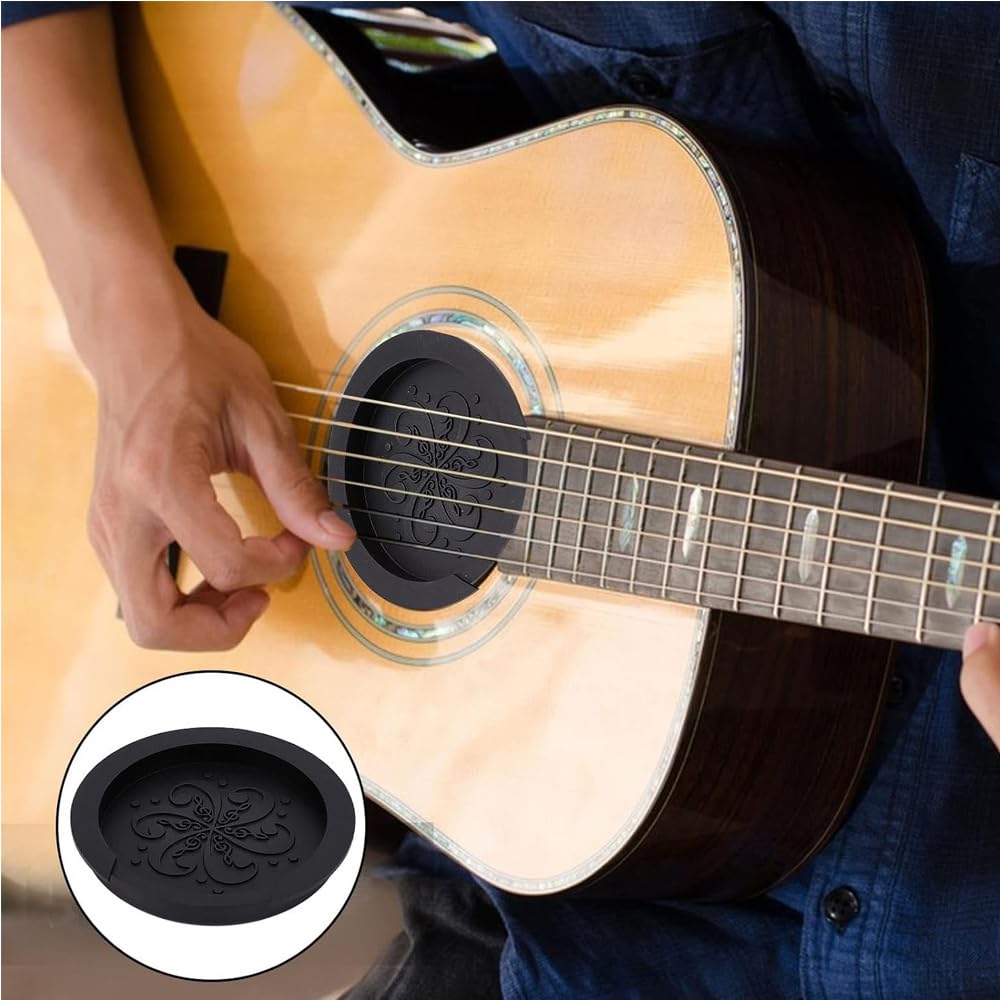 Botocoo Soundhole Cover Guitar Silicone Acoustic Guitar Silent Pickup Practice 2 Sizes Easy to Compatible with Acoustic Guitars Mute, Mute, Mute,
