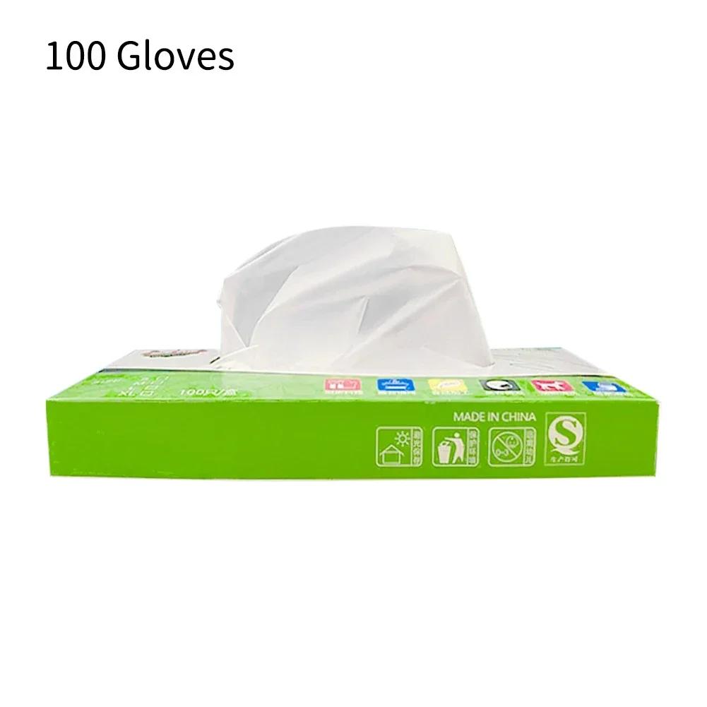 100 шт./коробка Латексные перчатки TPE Одноразовые перчатки Прозрачные Нескользящие Кислотостойкие Рабочие перчатки Пищевые Бытовые перчатки для уборки L