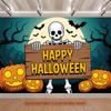 Party Backdrop Halloween Flat Spooky Skeleton Pumpkin Multi Layered Celebrations Event Backdrop Decoration Front Door Decor