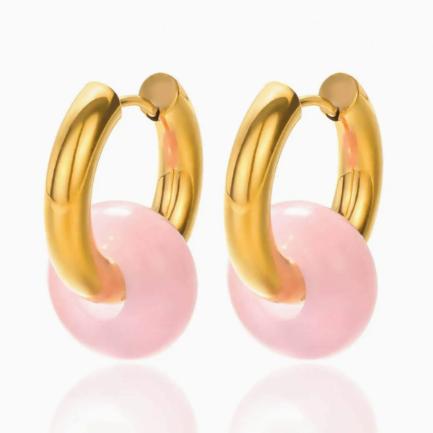 Natural Stone Hoop Earrings Unique Design Lightweight Small Hoop Earrings Durable Metal Hoop with Natural Stone Accent for Everyday Wear One Size