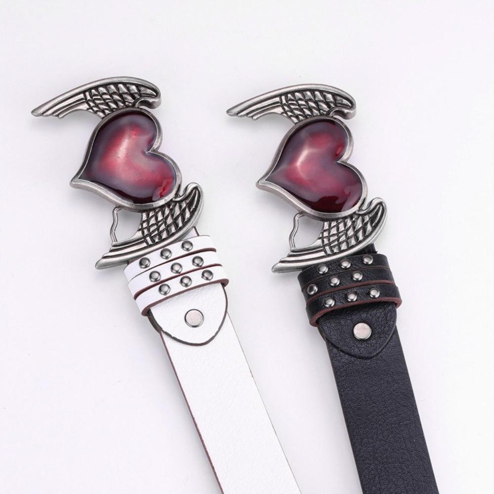 Trendy Punk Rivet Belts Double Hole Eyelet Grommet PU Leather Waistband Vintage Gothic Waistband