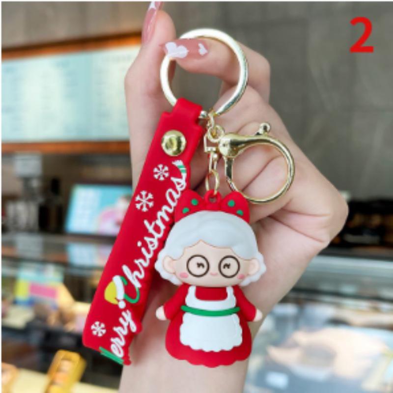 1 Pcs Santa Keychain Cartoon Claus Key Fob Cute Xmas Tree Keyring for Christmas Decoration Phone Backpack Purse Gift.