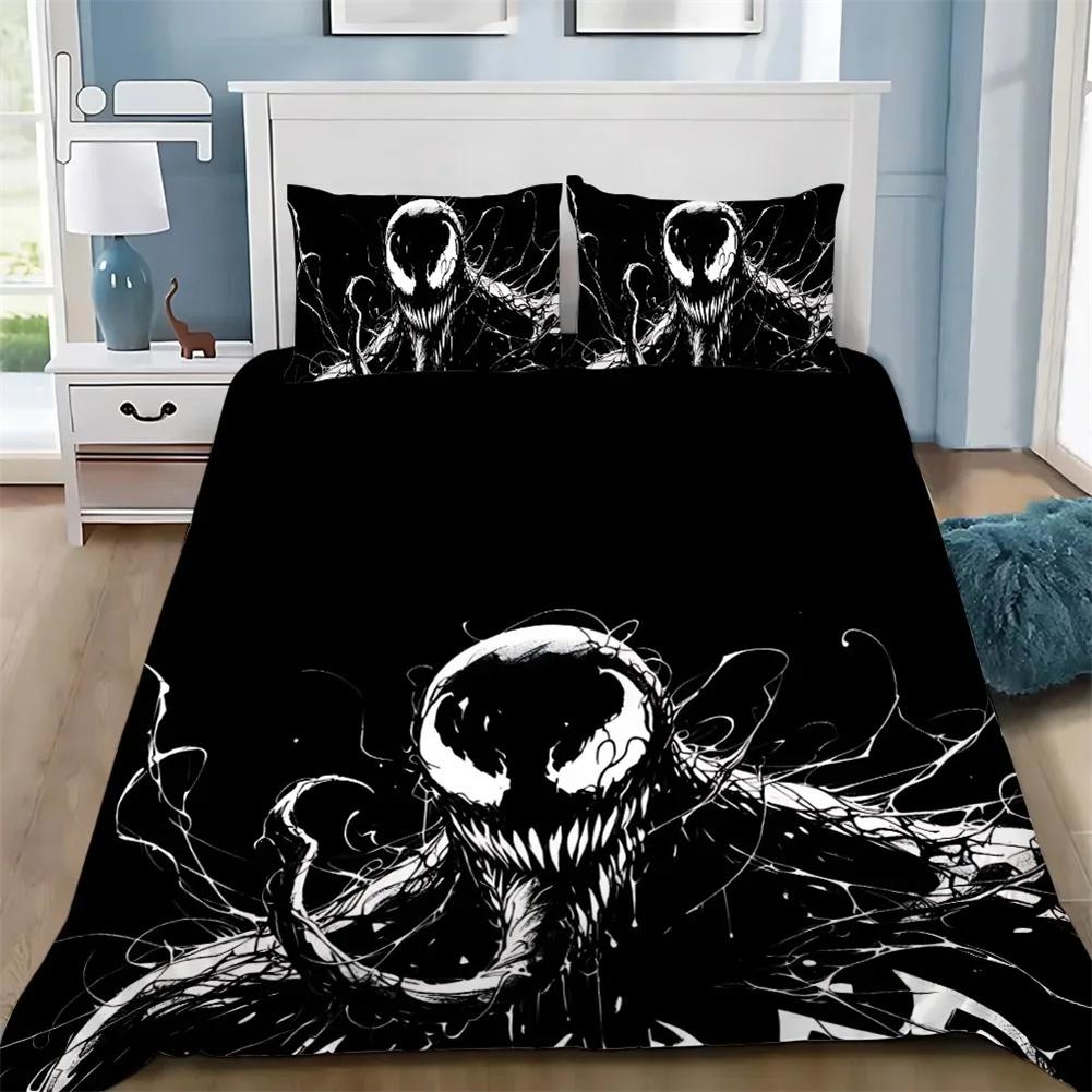 Venom New Anime Design Bedding Set Duvet Cover, Cartoon Quilt Cover and Pillowcase75*50cm for Kids Adult Bedroom Decoration